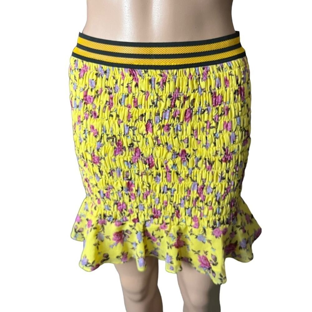 For Love & Lemons Smocked Silk Blend Mini Skirt Medium New W/O Tags